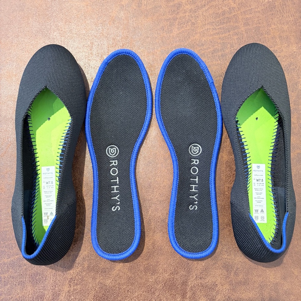 Rothy’s Black Knit Round Ballet Flats Minimalist Quiet Luxury 7.5 Like New - Picture 9 of 10
